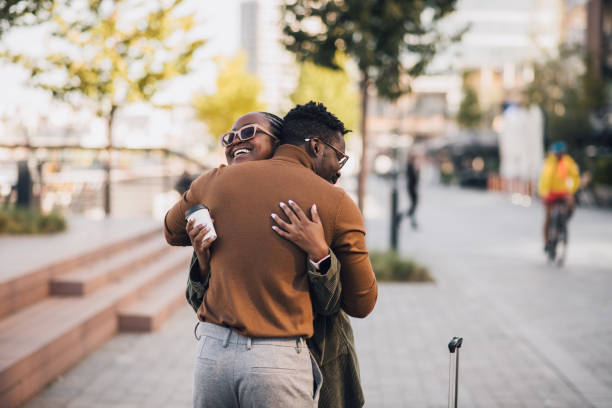 istock Lovely young black couple hugging 1435656569