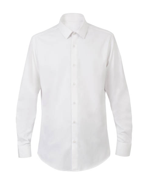 white dress shirt with long sleeve on white background mockup