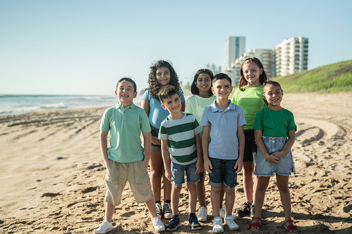 Portrait of group children at the beach