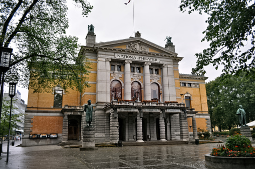 Oslo, Norway - National Theater building with columns and statues