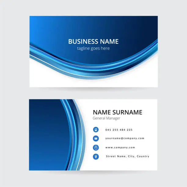 Vector illustration of Abstract blue waves business card design