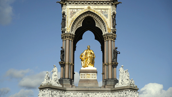 Chapel to Prince albert. Action. Most beautiful attraction of Park is memorial to Prince with details of highest art. Albert memorial chapel with gold statue and many fine details