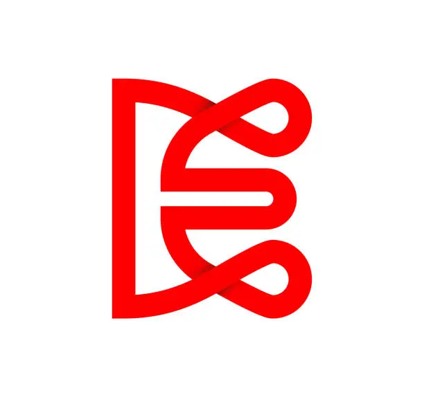 Vector illustration of Letter E infinity sign. Cyclic red letter E.