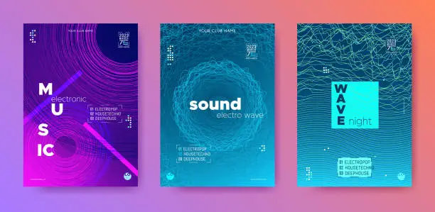 Vector illustration of Electronic music posters set.