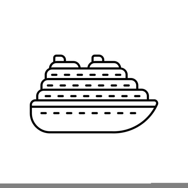 Cruise Ship Icon, Travel Through the Ocean on a Luxury Yacht. Cruise Ship Icon, Travel Through the Ocean on a Luxury Yacht. Vector Illustration. ferry nautical vessel industrial ship sailing ship stock illustrations