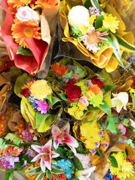 istock Bouquets lined up in a shop 1435679175