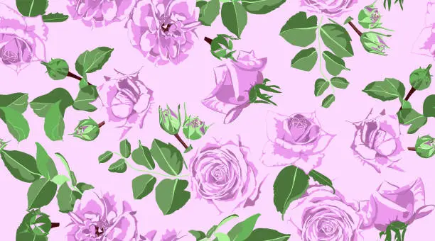Vector illustration of Roses Seamless Pattern for Wedding Decoration.