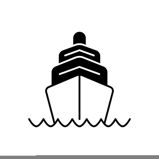 Cruise Ship Icon, Travel Through the Ocean on a Luxury Yacht. Cruise Ship Icon, Travel Through the Ocean on a Luxury Yacht. Vector Illustration. ferry nautical vessel industrial ship sailing ship stock illustrations