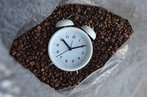 Coffee With Retro Alarm Clock