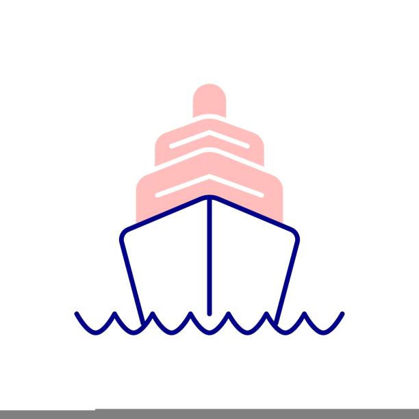 Cruise Ship Icon, Travel Through the Ocean on a Luxury Yacht. Cruise Ship Icon, Travel Through the Ocean on a Luxury Yacht. Vector Illustration. ferry nautical vessel industrial ship sailing ship stock illustrations