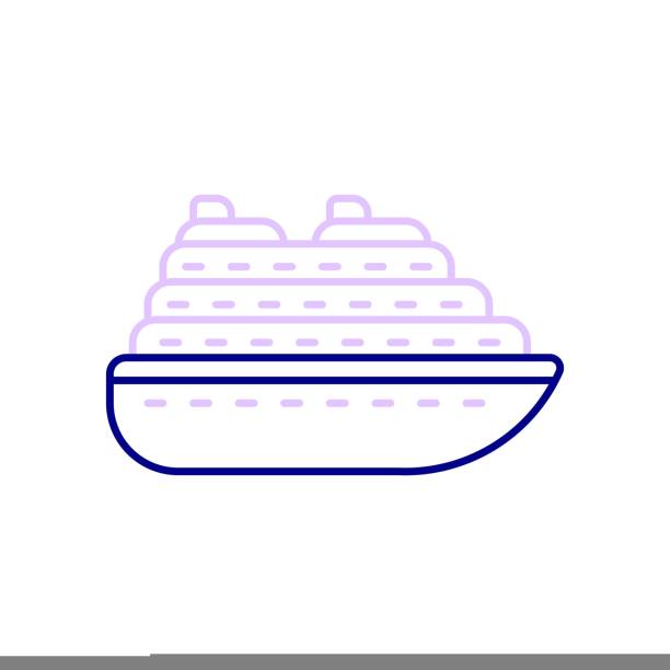 Cruise Ship Icon, Travel Through the Ocean on a Luxury Yacht. Cruise Ship Icon, Travel Through the Ocean on a Luxury Yacht. Vector Illustration. ferry nautical vessel industrial ship sailing ship stock illustrations