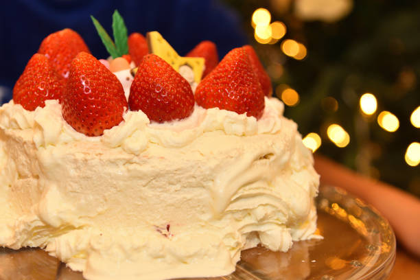 istock Home made strawberry cake in Happy holidays 1435689651