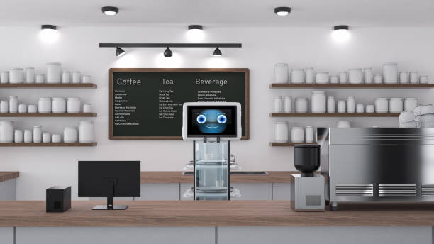 istock Automation cafe with robotic assistant or service robot serve food 1435694130