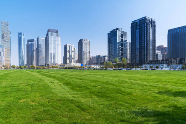 istock Office building green space , Modern building and lawn 1435706067