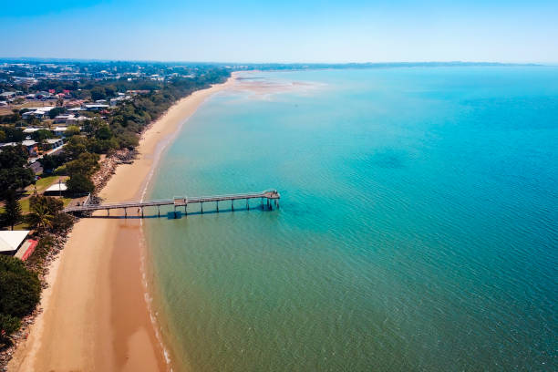 Aerial views of Hervey Bay in Queensland stock photo