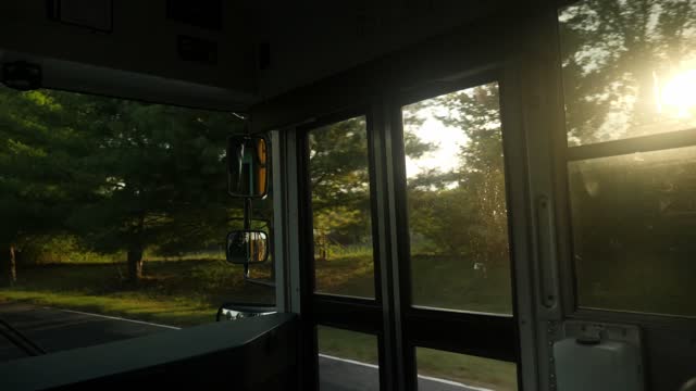 View out school bus window