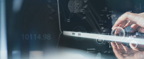 istock Data science, Business and Artificial Intelligence AI, Digital Technology concept. Businessman working with laptop computer and big data, global internet network 1435713560
