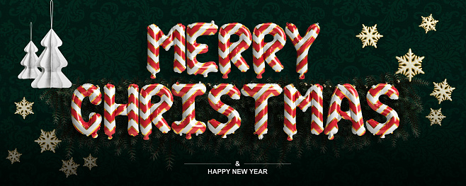 3d illustration of baner christmas with luxury font on green background