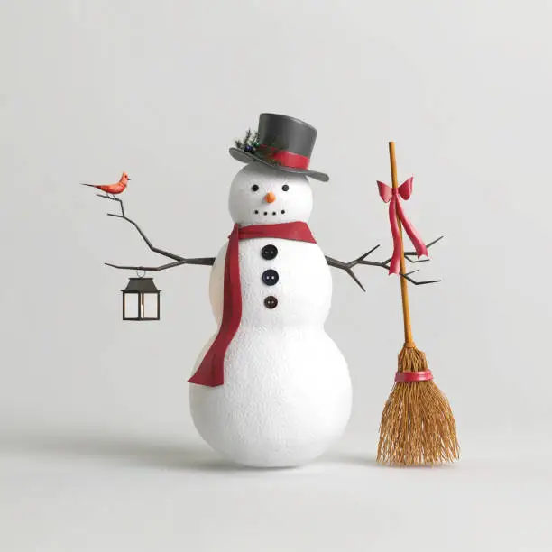3d illustration of snowman happy christmas isolated on white background