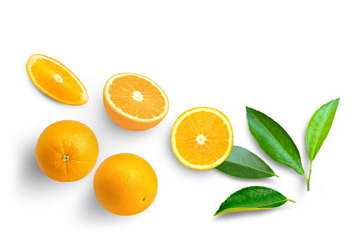 Orange and slice Isolated on white