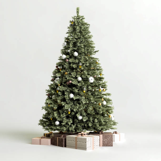 istock 3d illustration of decoration pine tree christmas isolated on white background 1435730511