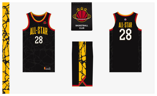 illustrations, cliparts, dessins animés et icônes de conception de modèle de maquette d’uniforme de basket-ball pour un club de basket-ball. - maillot de basket ball