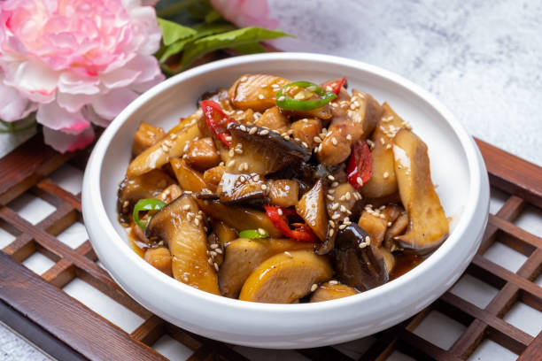 istock Stir-fried pork and King Oyster Mushrooms 1435732718