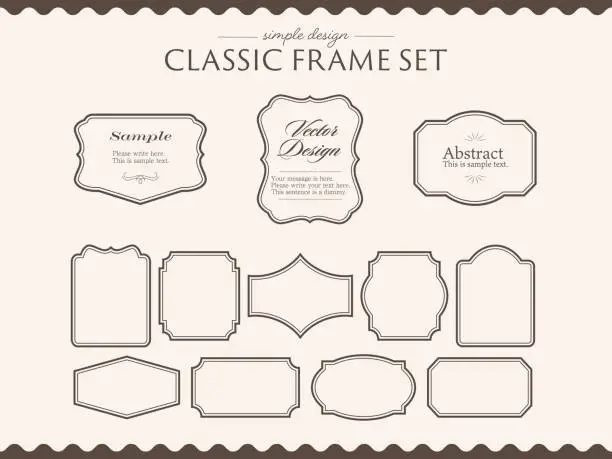 Vector illustration of Classic frame set of geometric shapes