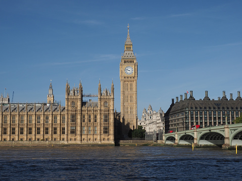 London, UK - Circa October 2022: Houses of Parliament aka Westminster Palace and Westminster Bridge