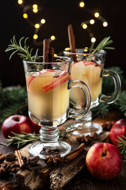 istock Christmas composition with hot spiced wine and apples 1435770755