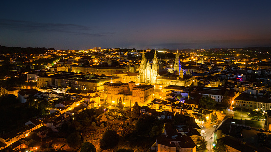 Panoramic view of dusk in the mountain town of Broto