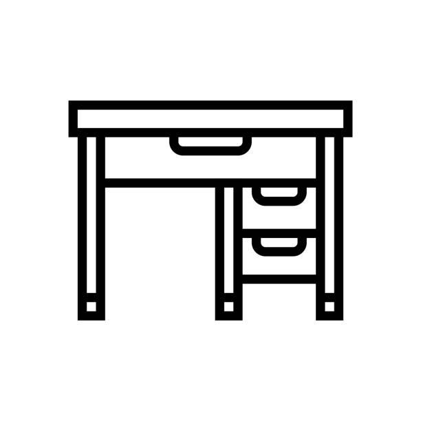 Art & Illustration Art illustration symbol icon furniture logo household design sketch hand draw of shelves table crumbled piles of paper desk stock illustrations