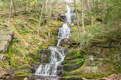 Buttermilk Falls in Delaware Water Gap National Recreation Area, NJ. Buttermilk Falls, at over 80 feet, is one of the highest waterfalls in New Jersey