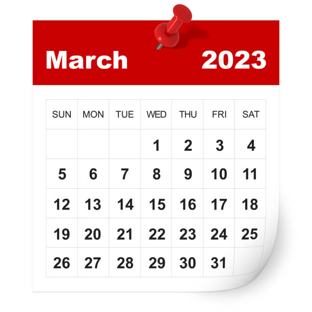 March 2023 calendar stock photo