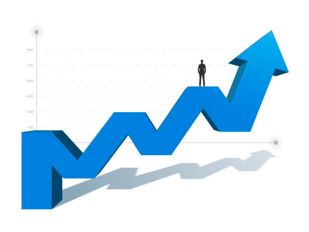 istock Vision concept. Successful businessman standing on arrow. 3d render 1435777991
