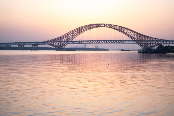 Mingzhu Bay Bridge at sunset, Guangzhou