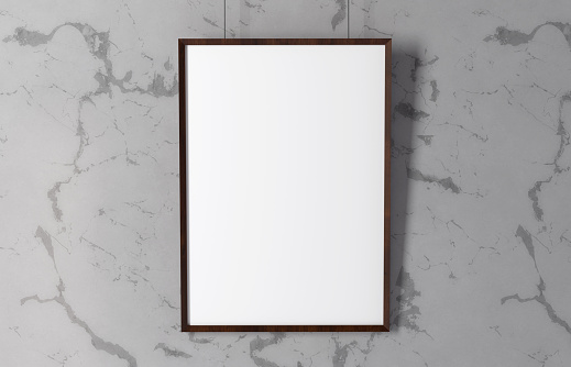 Portrait picture frame for A4 on marble background