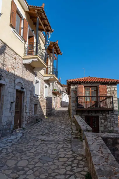 Photo of Dimitsana village paved alleys in Arcadia, Greece