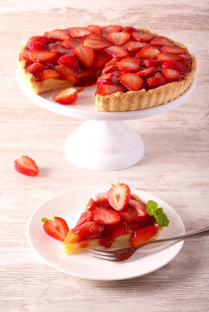 istock Strawberry tart on stand plate 1435782234