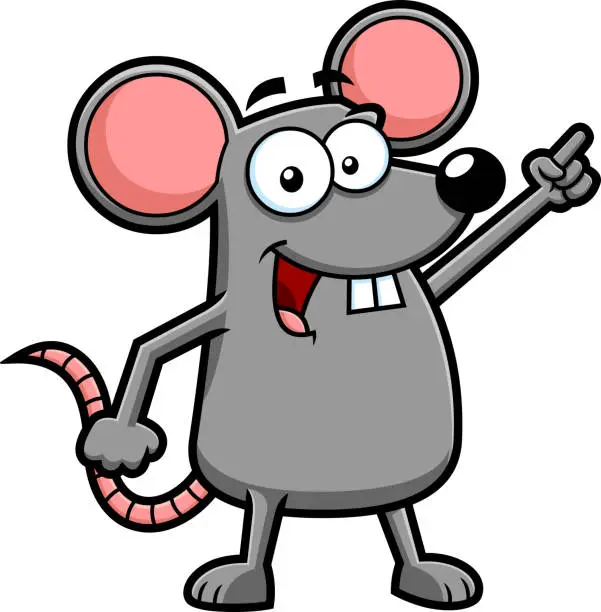 Vector illustration of Funny Mouse Cartoon Character Pointing