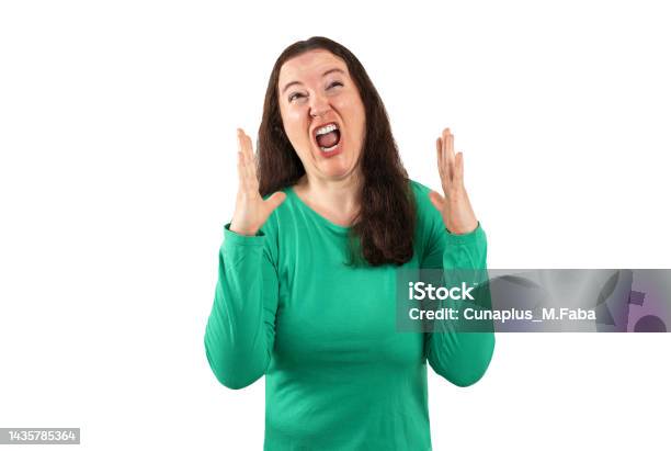 Angry Woman Shouting Out Louds Stock Photo - Download Image Now - Crisis, Adult, Aggression