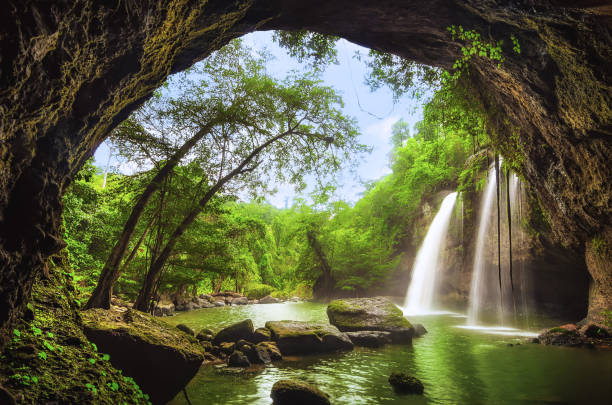 헤오 헤오 폭포 - waterfall mountain stream thailand 뉴스 사진 이미지