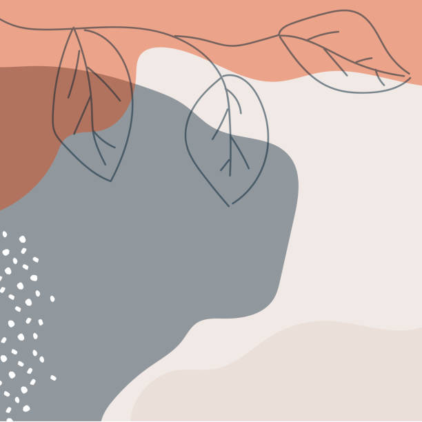 istock Abstract backgrounds with organic shapes and hand draw line in pastel colors. Modern design template with space for text. Minimal stylish cover for branding design. Vector illustration 1435796743