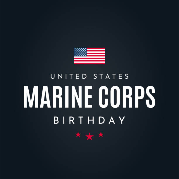 illustrazioni stock, clip art, cartoni animati e icone di tendenza di poster di compleanno del corpo dei marines degli stati uniti. vettore - marines