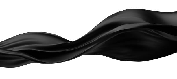 istock Black cloth flying in the wind isolated on white background 3D render 1435811013