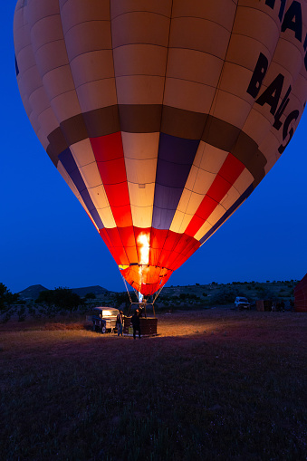 Cappadocia, Turkey - May 26, 2022: Preparing Hot Air Balloons To Fly, Cappadocia, Turkey