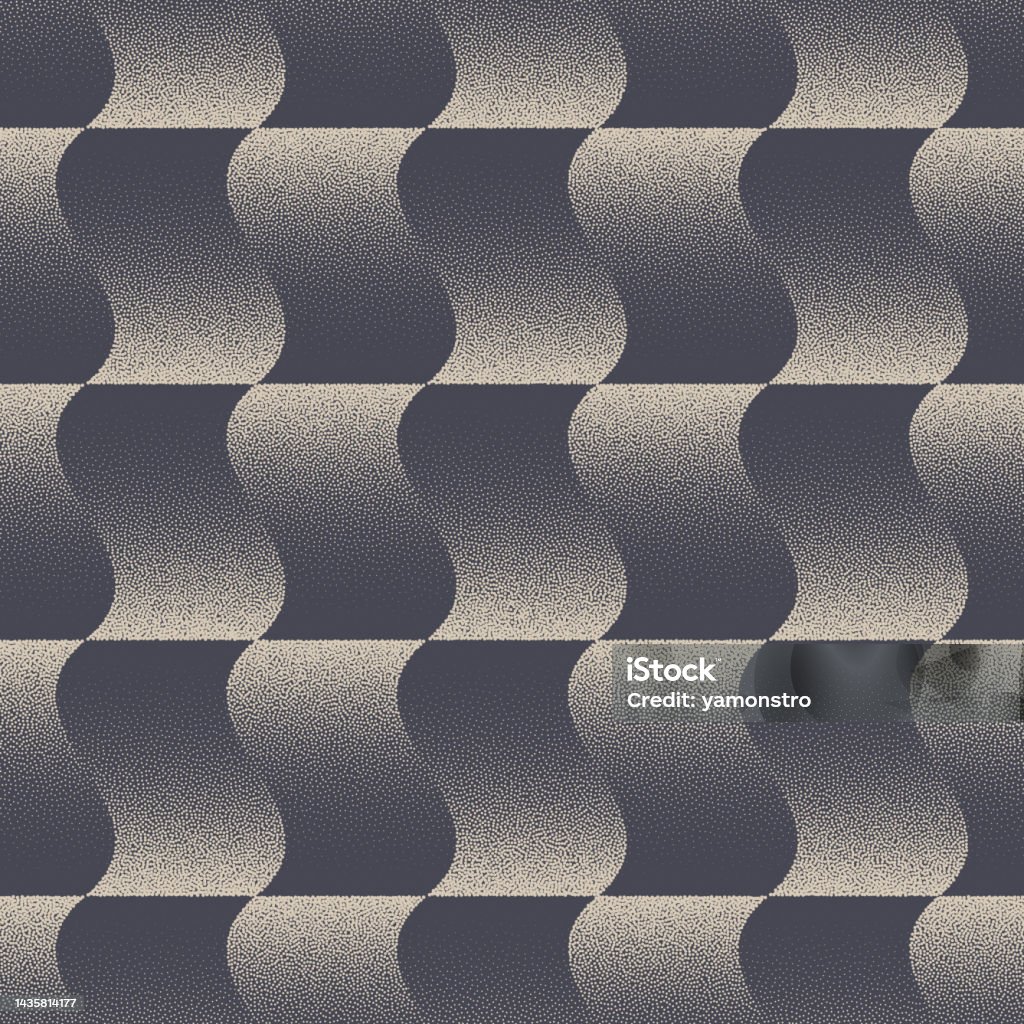 Checkered Wavy Structure Stippled Seamless Pattern Vector Abstract ...
