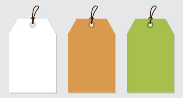 istock Set blank paper price tags or gift tags. Paper labels with cord. Set template shopping labels with shadow. Price tag collection. Vector illustration 1435833541