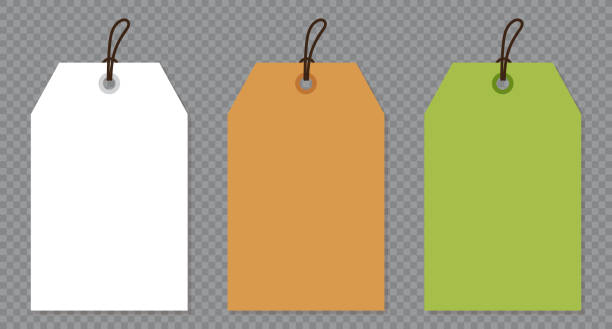 istock Set blank paper price tags or gift tags. Paper labels with cord. Set template shopping labels with shadow. Price tag collection. Vector illustration 1435833597