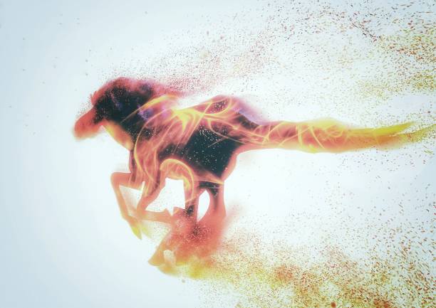 istock 3d illustration of a running flame horse 1435833721